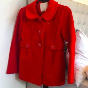 Red Collar Pea Coat